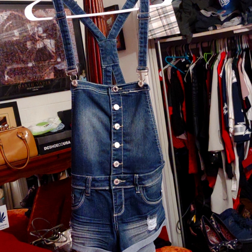 Denim shorts overalls